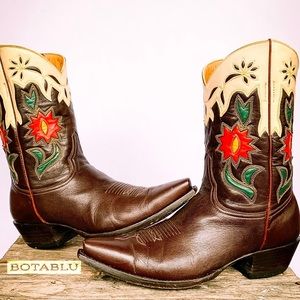 OLD GRINGO Vintage Floral Cactus Snip Toe Short Peewee Cowboy Western Boots 9